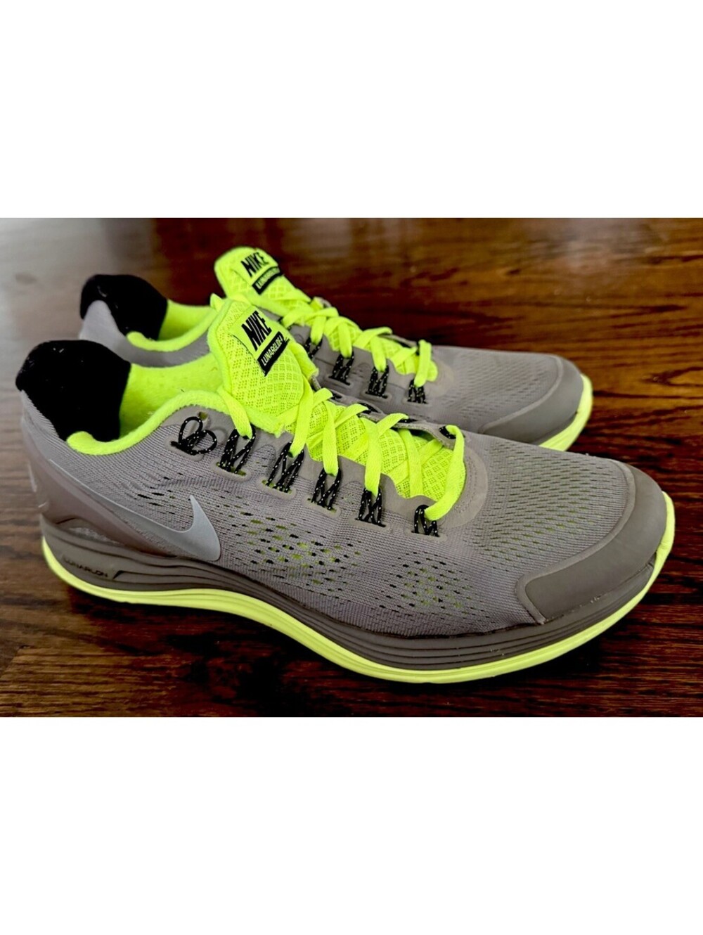 Nike LunarGlide+ 4 Mens Size 11 Gray Volt Running Shoes 524977-017